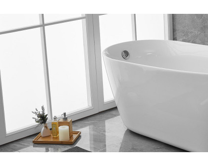 Elegant Soaking Single Slipper Bathtub - White, D 67" (BT10867GW)