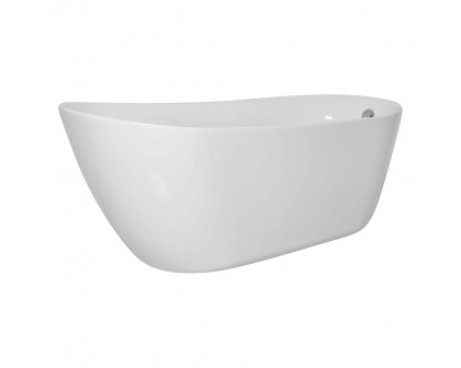 Elegant Soaking Single Slipper Bathtub - White, D 67" (BT10867GW)