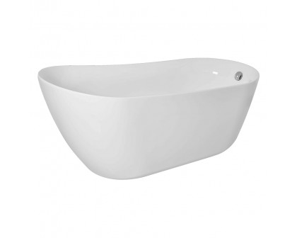 Elegant Soaking Single Slipper Bathtub - White, D 67" (BT10867GW)