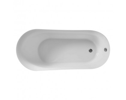 Elegant Soaking Single Slipper Bathtub - White, D 67" (BT10867GW)