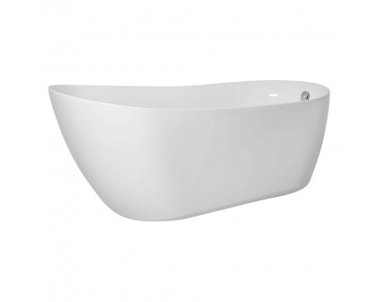 Elegant Soaking Single Slipper Bathtub - White, D 70" (BT10870GW)