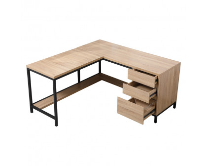 Elegant - Emerson 24" Wide 6 Drawer L-Shaped Office Desk (DF11001MW)