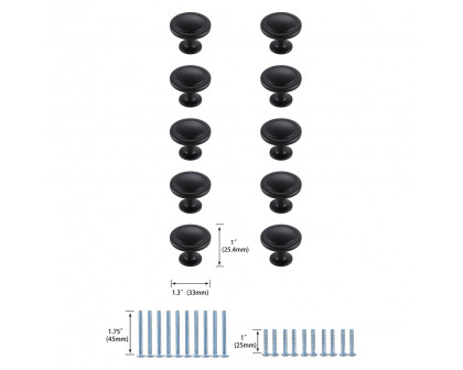 Elegant Cadon Cabinet Knob, Set of 10 - Matte Black (KB2005-MB-10PK)