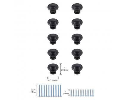 Elegant Cadon Cabinet Knob, Set of 10 - Matte Black (KB2006-MB-10PK)