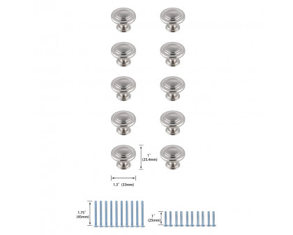 Elegant Cadon Cabinet Knob, Set of 10 - Brushed Nickel (KB2006-NK-10PK)