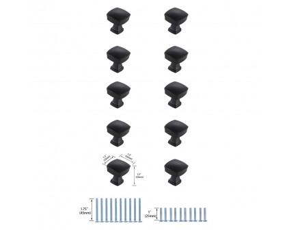 Elegant Cadon Cabinet Knob, Set of 10 - Matte Black (KB2022-MB-10PK)