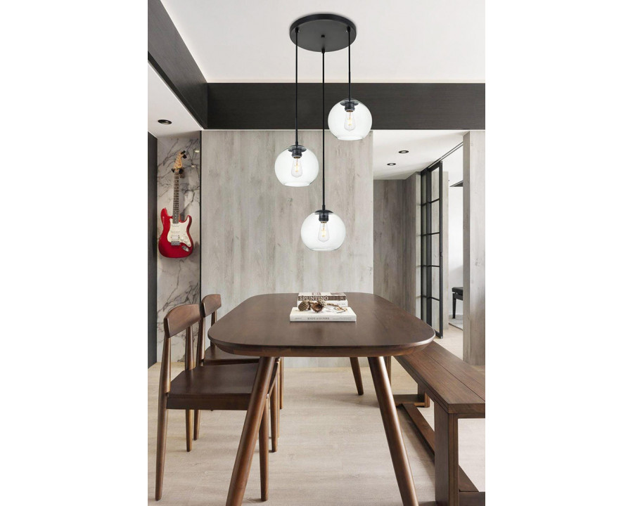 Elegant Baxter 3-Light Pendant - Black, L 18.1" (LD2208BK)