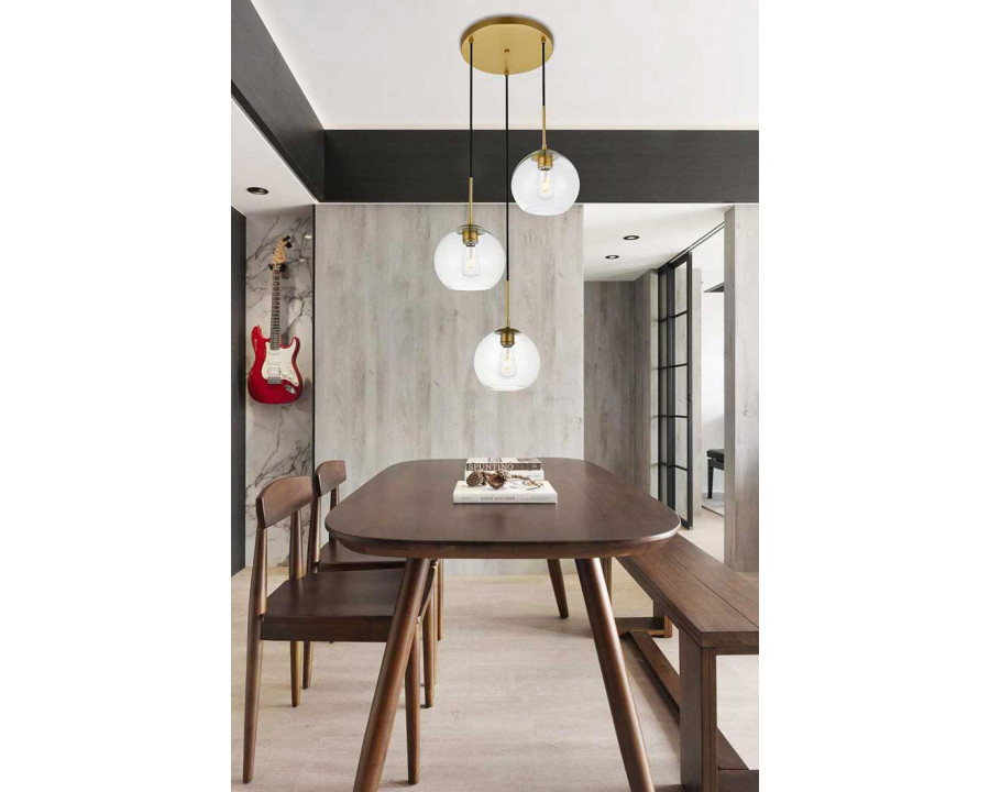 Elegant Baxter 3-Light Pendant - Brass, L 18.1" (LD2208BR)