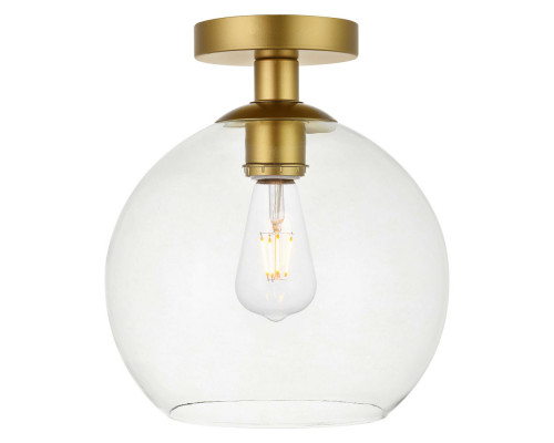 Elegant Baxter 1-Light Flush Mount - Brass, L 9.8" (LD2210BR)