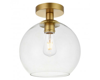 Elegant Baxter 1-Light Flush Mount - Brass, L 9.8" (LD2210BR)