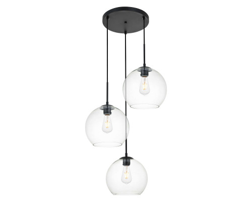 Elegant Baxter 3-Light Pendant - Black, L 20.1" (LD2214BK)