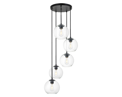 Elegant Baxter 18" 5-Light Pendant - Black (LD2226BK)