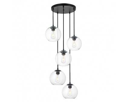 Elegant Baxter 18" 5-Light Pendant - Black (LD2226BK)