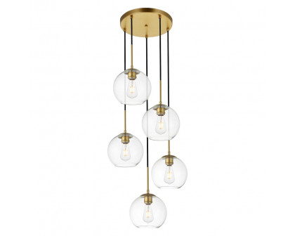 Elegant Baxter 18" 5-Light Pendant - Brass (LD2226BR)