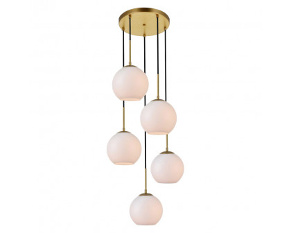 Elegant Baxter 18" 5-Light Pendant - Brass (LD2227BR)