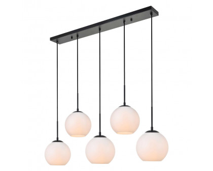 Elegant Baxter 36" 3 Lights Pendant - Black, 5 Bubls (LD2229BK)