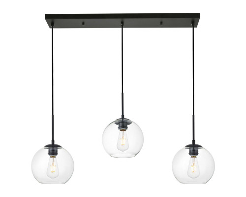 Elegant Baxter 36" 3 Lights Pendant - Black, 3 Bubls (LD2236BK)