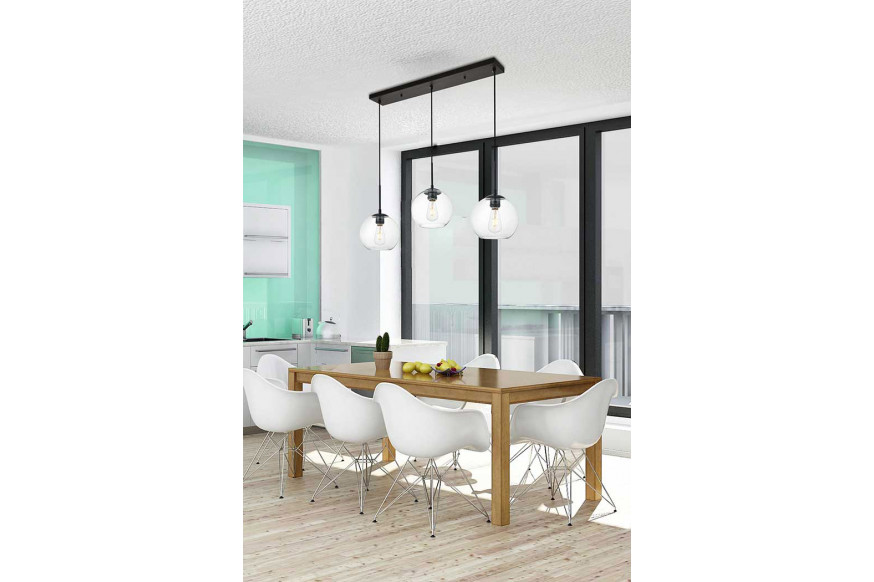 Elegant ld2236bk baxter 3 lights store black pendant with clear glass