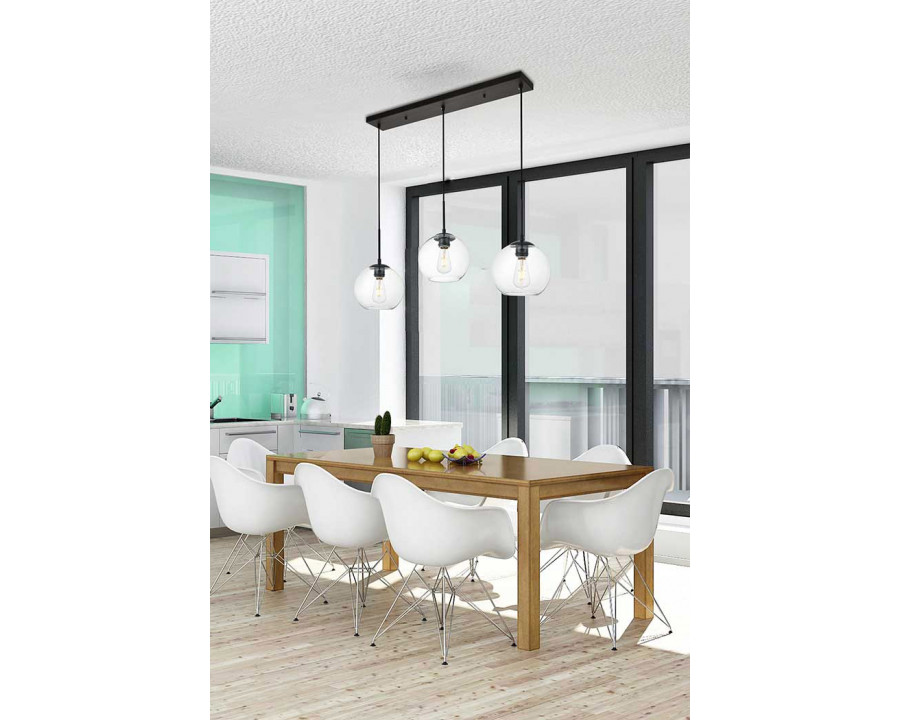 Elegant Baxter 36" 3 Lights Pendant - Black, 3 Bubls (LD2236BK)