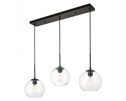 Elegant Baxter 36" 3 Lights Pendant - Black, 3 Bubls (LD2236BK)