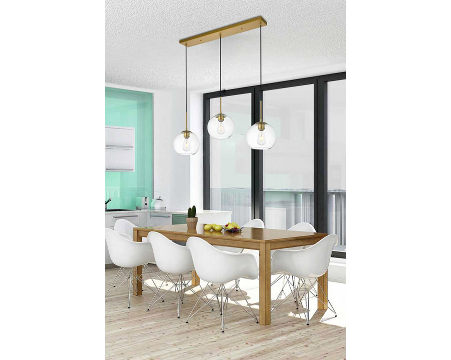 Elegant Baxter 36" 3 Lights Pendant - Brass, 3 Bubls (LD2236BR)