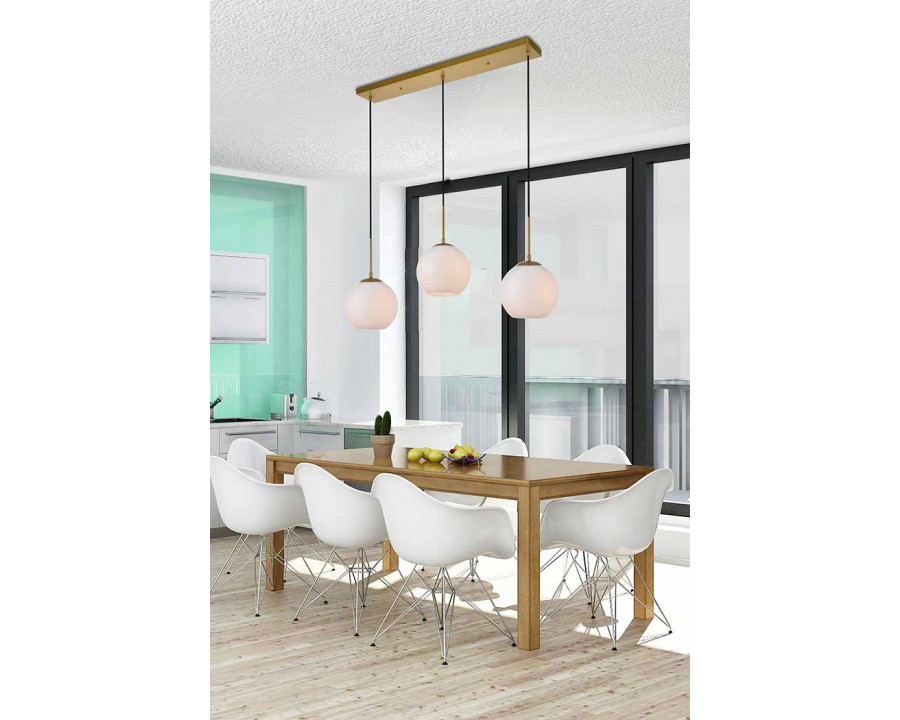 Elegant Baxter 36" 3 Lights Pendant - Brass, 3 Bubls (LD2237BR)