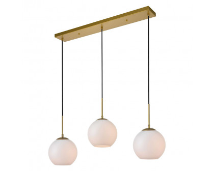 Elegant Baxter 36" 3 Lights Pendant - Brass, 3 Bubls (LD2237BR)