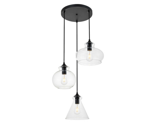 Elegant Destry 3-Light with Clear Glass - Black (LD2247BK)