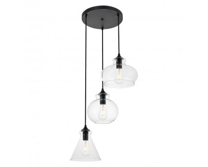 Elegant Destry 3-Light with Clear Glass - Black (LD2247BK)