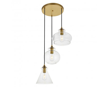 Elegant Destry 3-Light with Clear Glass - Brass (LD2247BR)