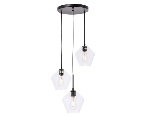 Elegant Pendant Light - Black, 3 Bubls (LD2258BK)