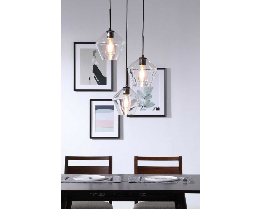 Elegant Pendant Light - Black, 3 Bubls (LD2258BK)