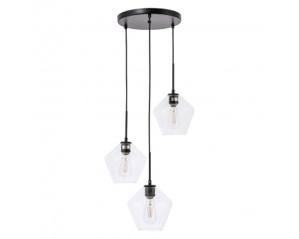 Elegant Pendant Light - Black, 3 Bubls (LD2258BK)