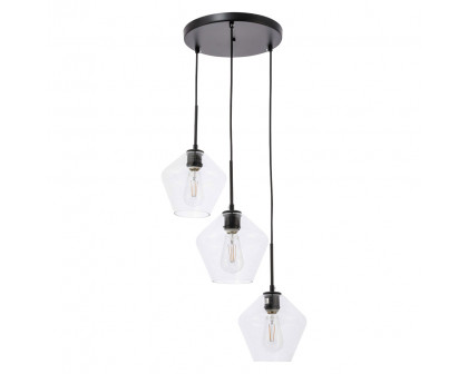 Elegant Pendant Light - Black, 3 Bubls (LD2258BK)