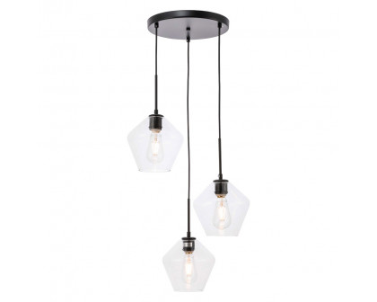 Elegant Pendant Light - Black, 3 Bubls (LD2258BK)