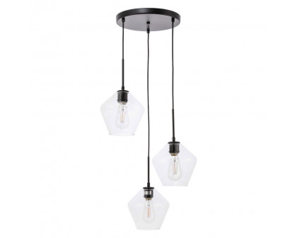 Elegant Pendant Light - Black, 3 Bubls (LD2258BK)