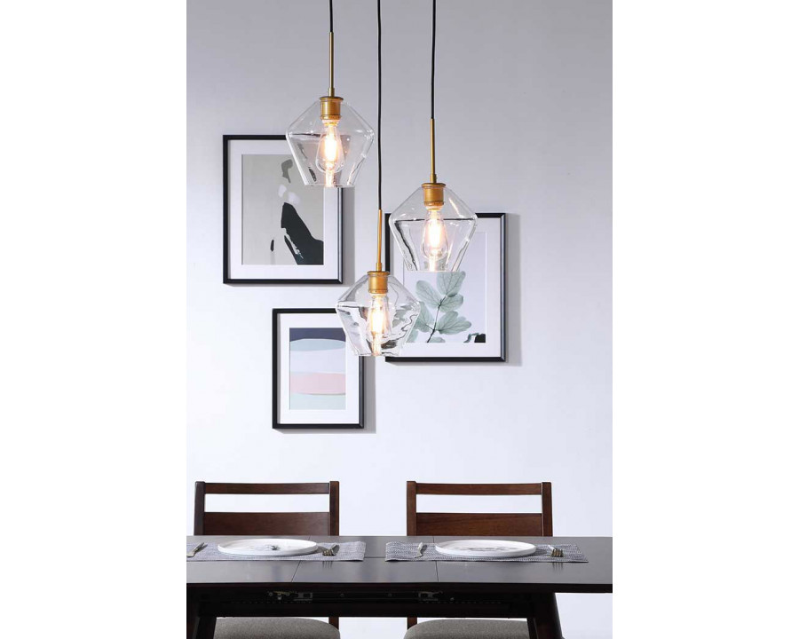 Elegant Pendant Light - Brass, 3 Bubls (LD2258BR)