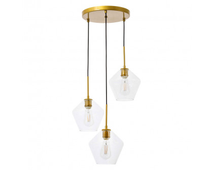 Elegant Pendant Light - Brass, 3 Bubls (LD2258BR)