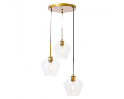 Elegant Pendant Light - Brass, 3 Bubls (LD2258BR)