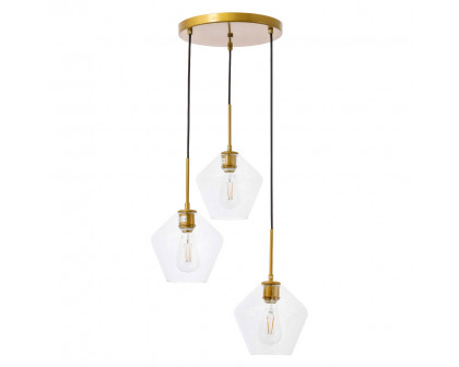 Elegant Pendant Light - Brass, 3 Bubls (LD2258BR)