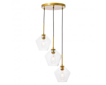 Elegant Pendant Light - Brass, 3 Bubls (LD2258BR)