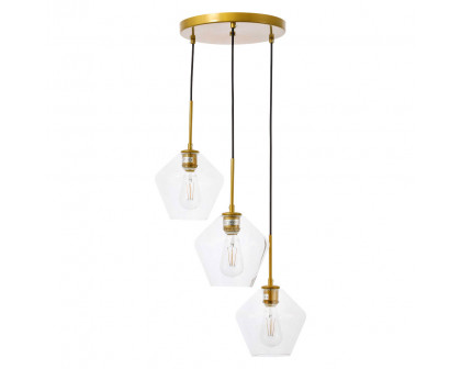 Elegant Pendant Light - Brass, 3 Bubls (LD2258BR)