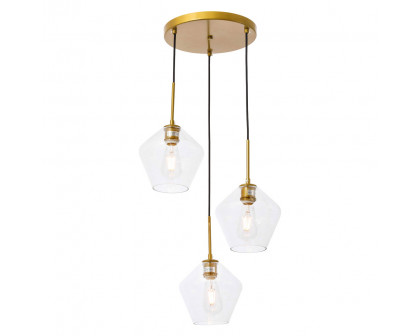 Elegant Pendant Light - Brass, 3 Bubls (LD2258BR)