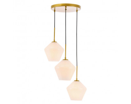 Elegant Pendant Light - Brass, 3 Bubls (LD2259BR)