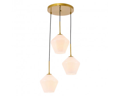 Elegant Pendant Light - Brass, 3 Bubls (LD2259BR)