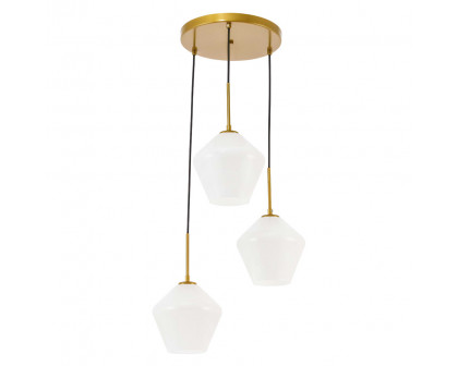 Elegant Pendant Light - Brass, 3 Bubls (LD2259BR)