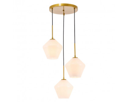 Elegant Pendant Light - Brass, 3 Bubls (LD2259BR)