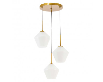 Elegant Pendant Light - Brass, 3 Bubls (LD2259BR)