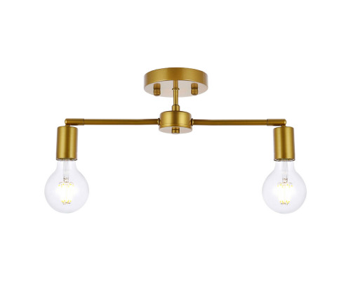 Elegant Zane 2 Lights Flush Mount - Brass (LD2348BR)