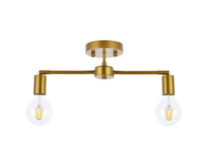 Elegant Zane 2 Lights Flush Mount - Brass (LD2348BR)